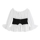 Flare-sleeve Two Tone Top