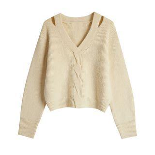 V-neck Keyhole Sweater