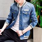 Denim Buttoned Baseball Jacket