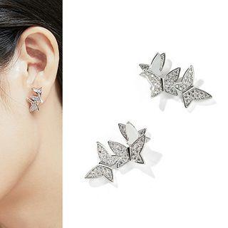 Rhinestone Butterfly Earring Silver - One Size