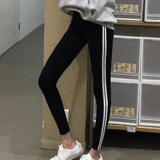 Stripe Skinny Pants Black - One Size