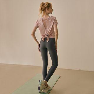 Set: Open-back Sports Top + High Waist Yoga Pants