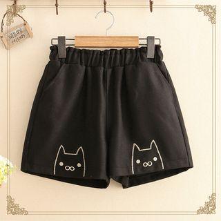 Pig Embroidered Shorts