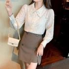 Peter Pan-collar Long-sleeve Lace Blouse