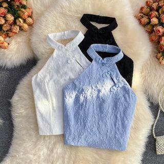Frog Button Halter Tank Top