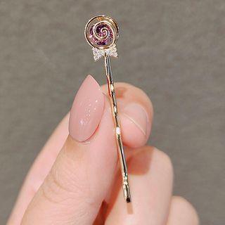 Lollipop Faux Crystal Alloy Hair Pin Ly763 - 1 Pc - Gold - One Size