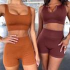 Set: Crop Sports Tank Top + Biker Shorts