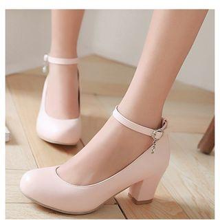 Chunky Heel Ankle Strap Pumps