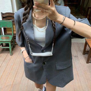 Short-sleeve Plain Blazer As Show In Figure - One Size