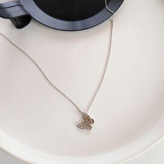 Rhinestone Alloy Butterfly Pendant Necklace 1 Piece - Necklace - White - One Size