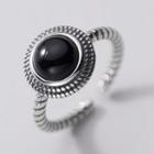 Agate Bead Sterling Silver Open Ring S925 Silver - Ring - Silver - One Size