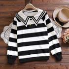 Sailor Collar Striped Sweatshirt