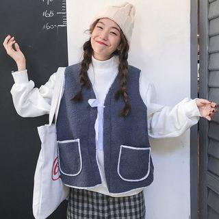 Plain Mock Neck Sweatshirt / Fleece Vest
