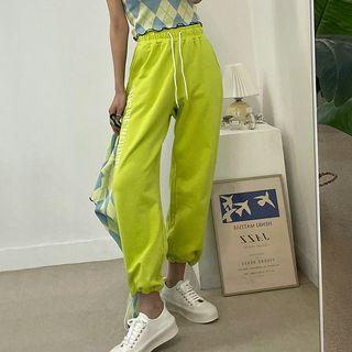 Vivid Drawstring Letter Sweatpants