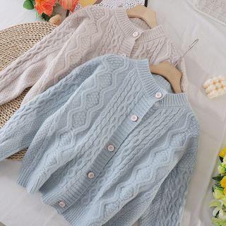 Round-neck Argyle Long-sleeve Knit Jacket