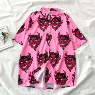 Short-sleeve Monster Print Shirt