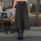Horsebit Long Swing Skirt Black - One Size