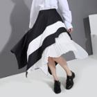 Asymmetric Panel A-line Midi Skirt Black - One Size