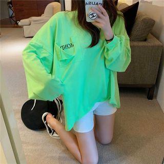 Long-sleeve Lettering T-shirt Pullover - One Size