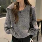 Collared Henley Sweater Dark Gray - One Size