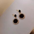 Disc Drop Earring 1 Pair - Gold & Black - One Size