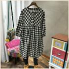 3/4 Sleeve Checked Dress