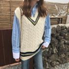 Knit Tank Top / Striped Long-sleeve Shirt