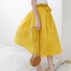 High Waist Midi A-line Skirt Lemon Yellow - M
