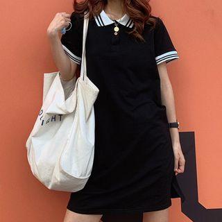 Contrast Trim Short-sleeve Mini Polo Dress