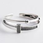925 Sterling Silver Layered Open Ring S925 Sterling Silver - Black & Silver - One Size
