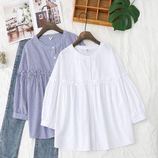 3/4-sleeve Ruffled Loose-fit Blouse