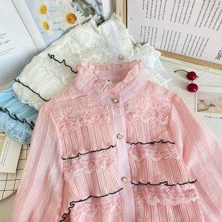 Ruffled Lace-trim Loose Shirt