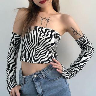 Set: Strapless Patterned Top + Oversleeves