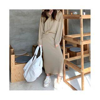 Hoodie & Maxi Skirt Monotone Knit Set