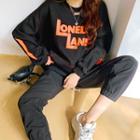 Neon Letter-printed Stitched Pullover
