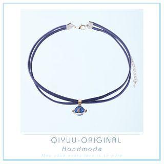 Alloy Planet Pendant Layered Choker Blue - One Size