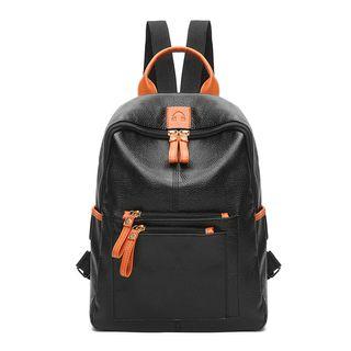 Faux-leather Contrast Detail Backpack