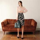 Tall Size Bloom Print Pencil Skirt