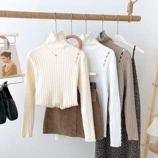 High-necked Long-sleeved Knit Top