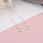 925 Sterling Silver Rhinestone Swirl Dangle Earring Es757 - 1 Pair - One Size