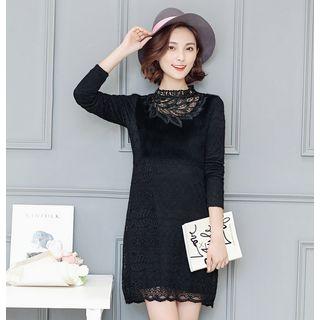 Long-sleeve Fleece-lined Panel Dress
