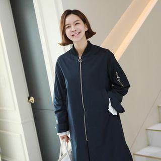 Slit-side Zip-up Long Jacket