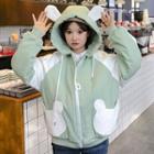 Rabbit Ear Accent Zip Hooded Padded Jacket