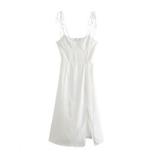 Side-slit Spaghetti Strap A-line Dress