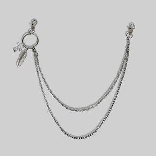 Layered Feather & Cross Belt Chain