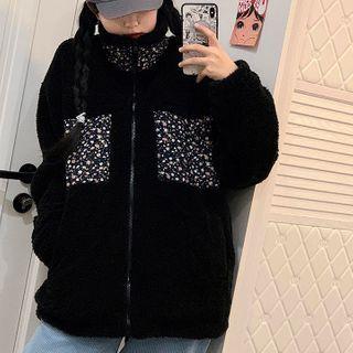 Floral Print Fleece Zip Jacket