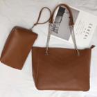 Set: Faux Leather Patterned Handbag + Zip Purse