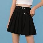 High-waist Belted Mini Skirt