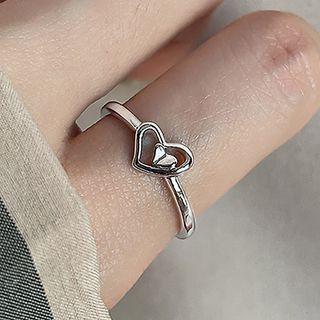 Heart Open Ring 1pc - Silver - One Size