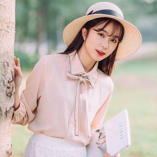 Bow Accent Blouse / Midi Lace Skirt
